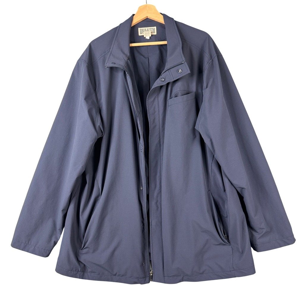 Duluth Trading Co Presentation Jacket Mens 2XL Navy Blue Nylon Spandex Stretch
